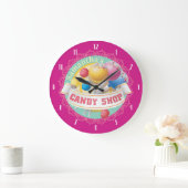 パーソナライズされた菓子屋棒つきキャンデー ラージ壁時計 (ホーム)