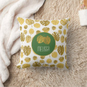 パーソナライズされた葉モダン金ゴールド クッション (ブランケット)