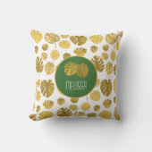 パーソナライズされた葉モダン金ゴールド クッション (正面)