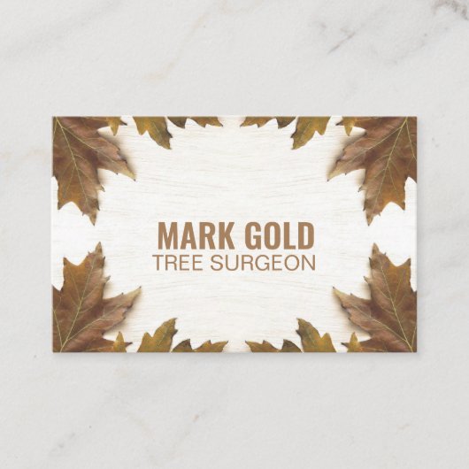 パーソナライズされた葉落ちた木材の"（英国/ユーロ） 名刺 (正面)