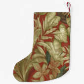 パーソナライズされた葉金ゴールドオンレッドクリスマスストッキング スモールクリスマスストッキング (裏面)