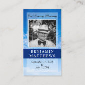 パーソナライズされた葬モダン祈りの言葉詩ブルースカイ エンクロージャーカード (正面)