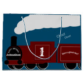 パーソナライズされた蒸気列車の誕生日 ラージペーパーバッグ (裏面)