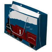 パーソナライズされた蒸気列車の誕生日 ラージペーパーバッグ (正面アングル)