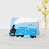 パーソナライズされた蒸気列車新生児ボーイカード カード (黄色い花)