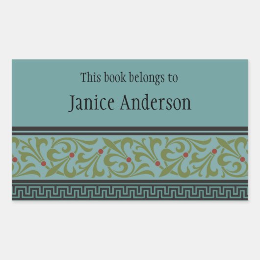 パーソナライズされた蔵書票シール 長方形シール (正面)