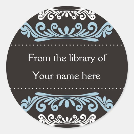 パーソナライズされた蔵書票 – フラカラフルリッシュ ラウンドシール (正面)