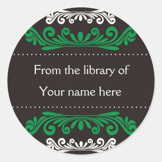 パーソナライズされた蔵書票 – フラカラフルリッシュ ラウンドシール (正面)