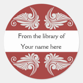 パーソナライズされた蔵書票 – フローリッシュ ラウンドシール