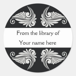 パーソナライズされた蔵書票 – フローリッシュ ラウンドシール