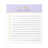 パーソナライズされた薄紫と金ゴールドのリストのチェックリスト ノートパッド (正面)