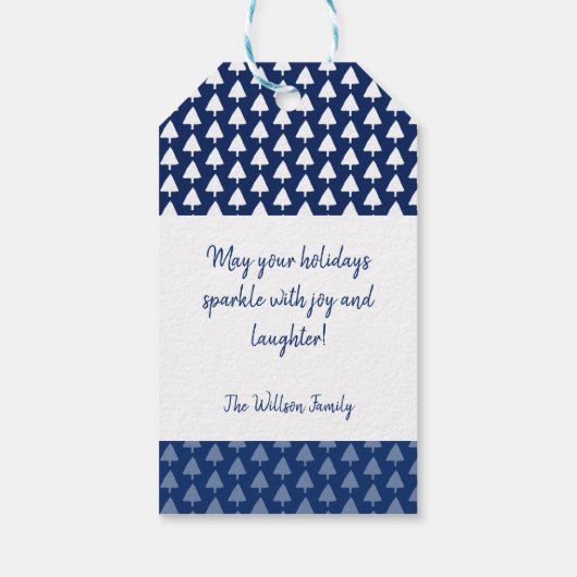 パーソナライズされた藍冬の木の水色 ギフトタグ (裏面)