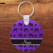 パーソナライズされた藍紫のグリッター キーホルダー (正面)
