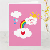 パーソナライズされた虹の天気の母の日カード カード (黄色い花)
