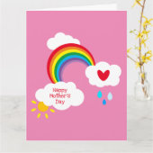 パーソナライズされた虹の天気の母の日カード カード (黄色い花)