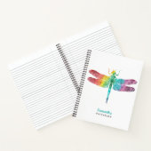 パーソナライズされた虹の水彩トンボ フェミニン ノートブック (内部)