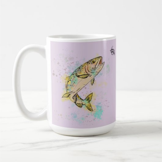 パーソナライズされた虹鱒 15oz. セラミックマグ コーヒーマグカップ (左)