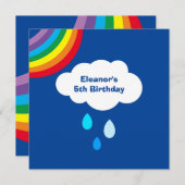 パーソナライズされた虹、雲、雨の誕生日 (正面/裏面)