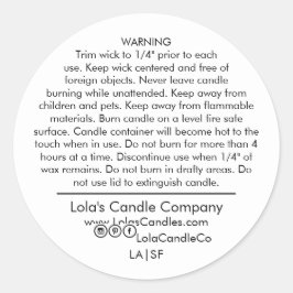 パーソナライズされた蝋燭警告ラベルのシール ラウンドシール
