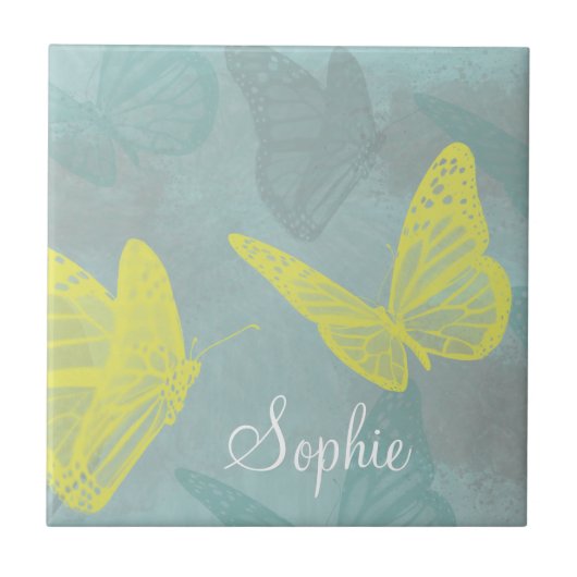 パーソナライズされた蝶グランジ タイル (正面)