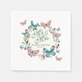 パーソナライズされた蝶リース結婚ズ | ナプキン スタンダードカクテルナプキン (正面)