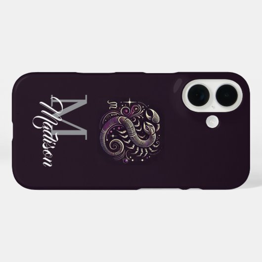パーソナライズされた蠍座〔占星術の〕十二宮図iPhoneケース Case-Mate iPhoneケース (裏面 (横))