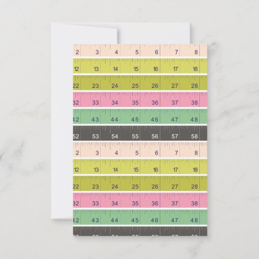 パーソナライズされた裁縫測定テープノテク サンキューカード (裏面)