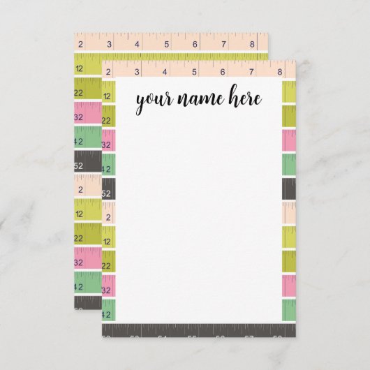 パーソナライズされた裁縫測定テープノテク サンキューカード (正面/裏面)