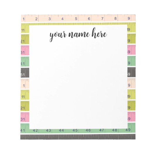 パーソナライズされた裁縫測定テープメモ帳 ノートパッド (正面)