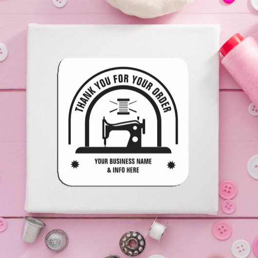 パーソナライズされた裁縫白黒 スクエアシール