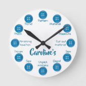 パーソナライズされた裁縫贈り物おもしろい ラウンド壁時計 (正面)