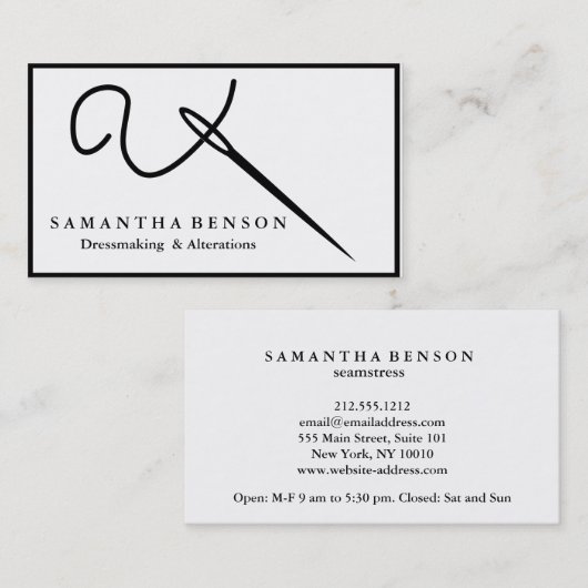 パーソナライズされた裁縫針糸のシームストレス 名刺 (正面/裏面)