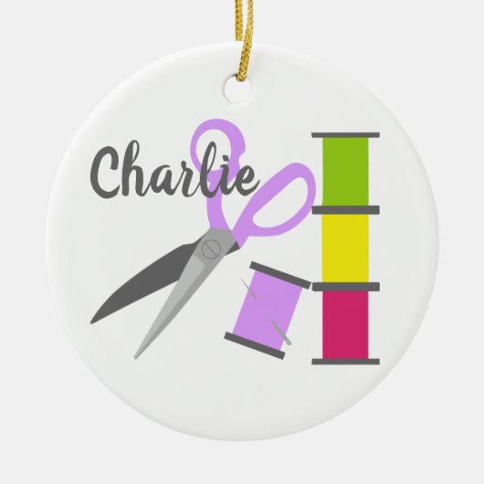パーソナライズされた裁縫 セラミックオーナメント (正面)