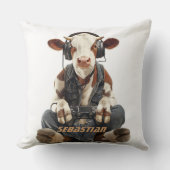 パーソナライズされた装飾用クッションゲーマー子供へ牛 クッション (正面)