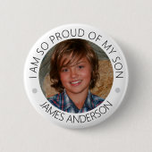 パーソナライズされた親誇りを持った写真ボタン 缶バッジ (正面)