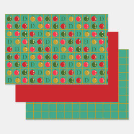 パーソナライズされた観賞用ビンゴ – ベネチアンレッド&グリーン ラッピングペーパーシート