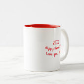 パーソナライズされた記念カスタムハート赤 ツートーンマグカップ (正面右)