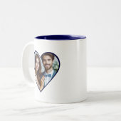 パーソナライズされた記念カスタムハート青 ツートーンマグカップ (正面左)