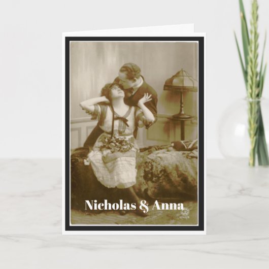 パーソナライズされた記念カー結婚ド カード (正面)