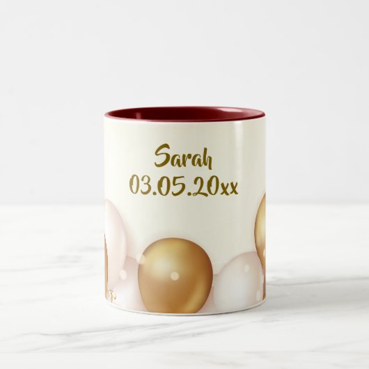 パーソナライズされた記念日の贈り物 – カスタム誕生日 ツートーンマグカップ (中央)
