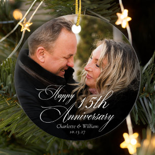 パーソナライズされた記念結婚の写真 セラミックオーナメント