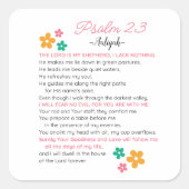 パーソナライズされた詩編23-NIVバイブル聖なる書物、 経典花 スクエアシール (正面)