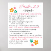 パーソナライズされた詩編23-NIVバイブル聖なる書物、 経典花 ポスター (正面)