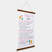 パーソナライズされた詩編23-NIVバイブル聖なる書物、 経典花 吊り下げ型タペストリー (傾斜あり)