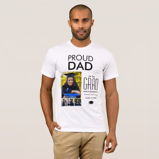 パーソナライズされた誇りを持ったパパ |フォトコラージュTシャツ Tシャツ (正面フル)