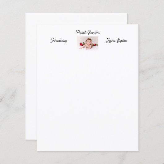 パーソナライズされた誇りを持った新生児生まれたばかりの写真 (正面/裏面)