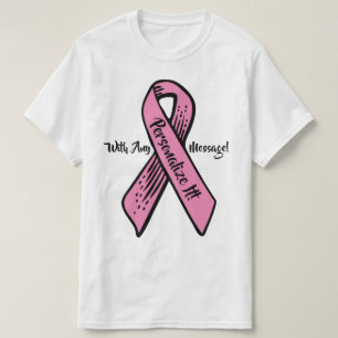 パーソナライズされた認識度リボングラフィック(ピンク) Tシャツ
