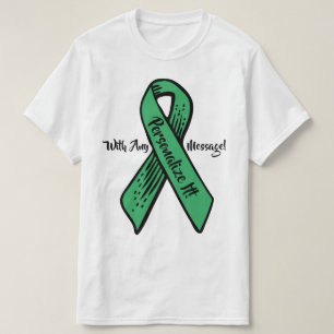 パーソナライズされた認識度リボングラフィック(緑) Tシャツ