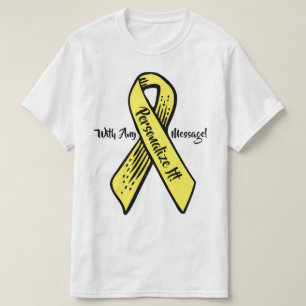 パーソナライズされた認識度リボングラフィック(黄色) Tシャツ