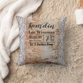 パーソナライズされた誕生ピローの国の納屋の木のレースt クッション (ブランケット)